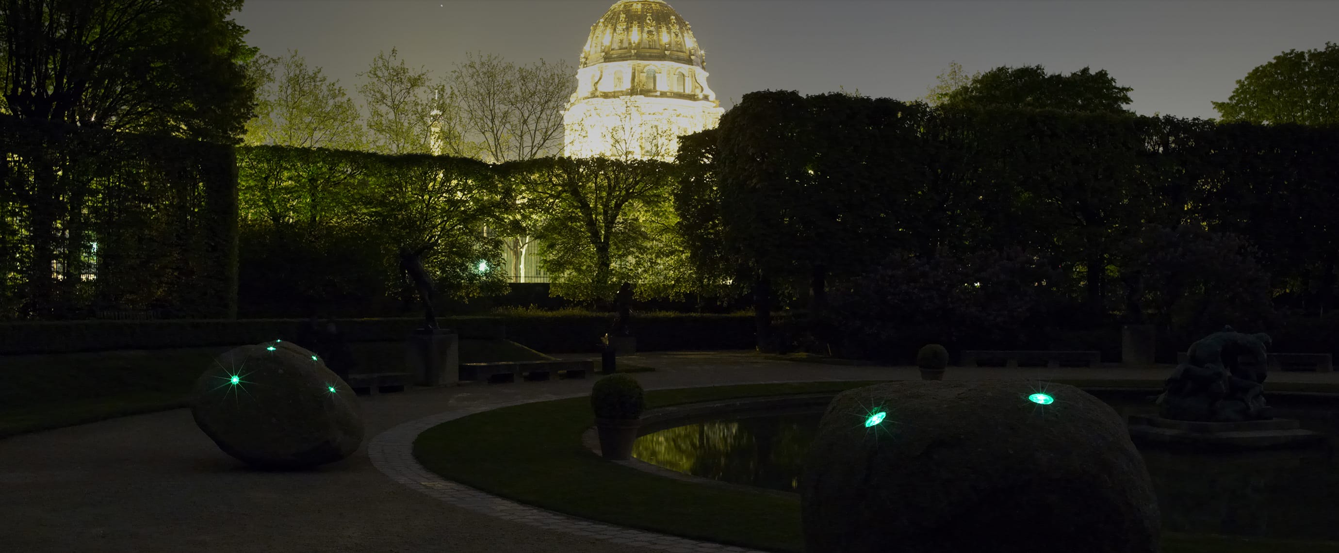 Illumination LED jardin du Musée Rodin balise solaire ECO-84 Eco-Innov