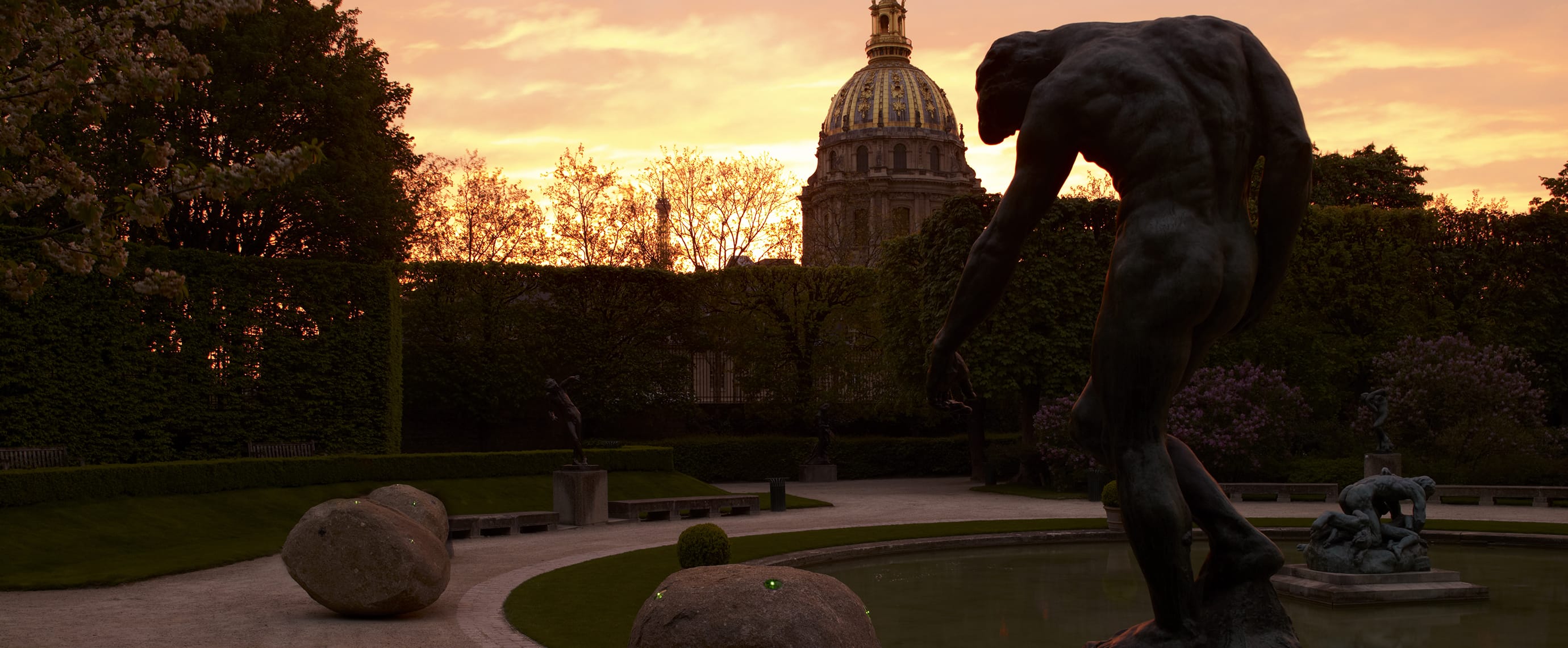 Illumination LED des jardins du Musée Rodin