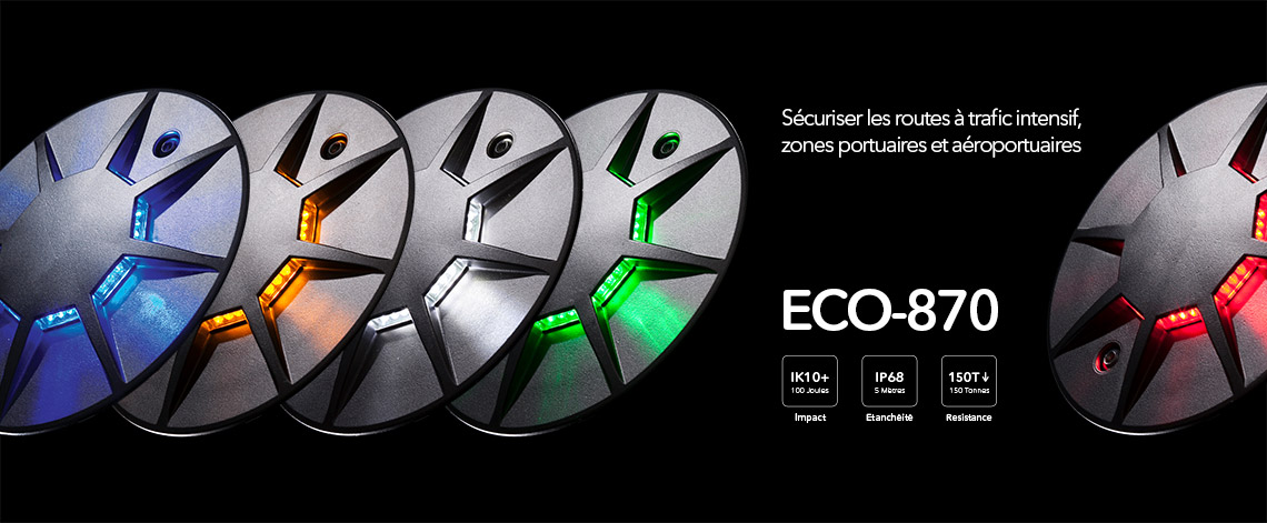 Plot routier LED 360º pour giratoire, parking, voirie, ECO-870